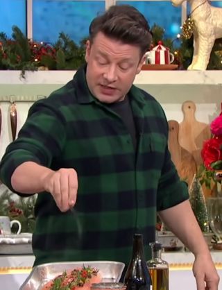 Picture of Jamie Oliver salmon dishes and cooking instructions - Christmas Time Stuffed Salmon