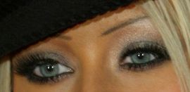 Picture of Christina Aguilera eyeliner, eyeshadow, and eyelash enhancements