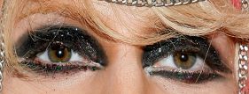 Picture of Lady Gaga eyes, eyelashes, and eyebrows from 2009 and 2010