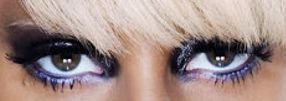 Picture of Lady Gaga eyes, eyelashes, and eyebrows from 2009 and 2010