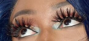 Picture of Megan Thee Stallion eyeliner, eyeshadow, and eyelash enhancements
