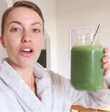 Sarah Therese shared a vega protein powder and spinach shake recipe.
