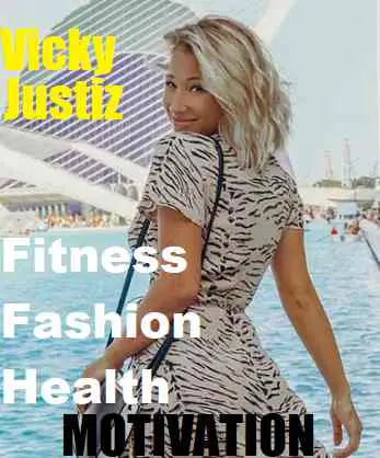 Picture of Vicky Justiz with the words Fitness Inspiration
