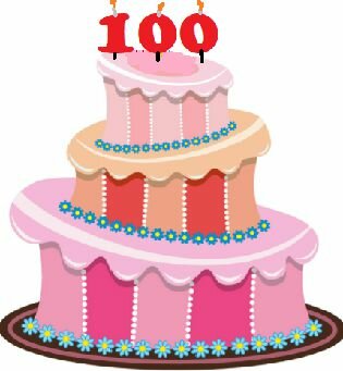 An image of a birthday cake with text that reads 100