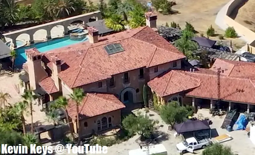 An image of The Bachelor mansion from a drone