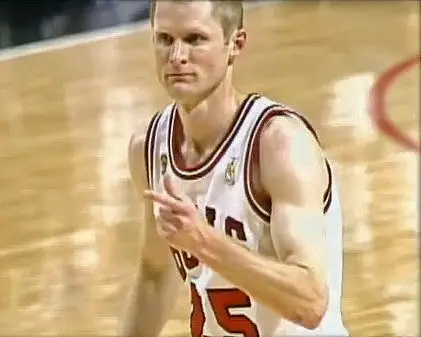 Steve Kerr after game winning shot against the Utah Jazz in the 1997 NBA finals
