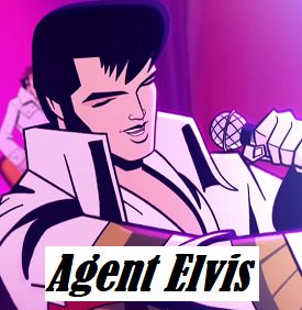 This is an image of Agent Elvis with text that reads Agent Elvis