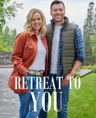 This is a picture of Emilie Ullerup and Peter Mooney starring in the 2023 movie Retreat to You