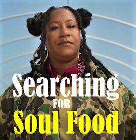 This is an image of Chef Alisa Reynolds from Searching for Soul Food Hulu series with text that reads Searching for Soul Food