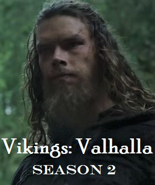 This is a picture of Sam Corlett with the words Vikings: Valhalla - Season 2